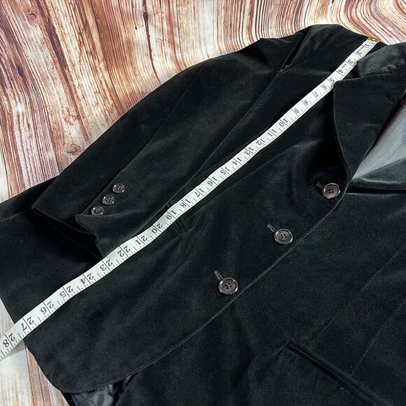 Vintage Liz Sport Size 8 Black Velvet Blazer Suit Coat Jacket Whimsigoth Witchy - Picture 7 of 10